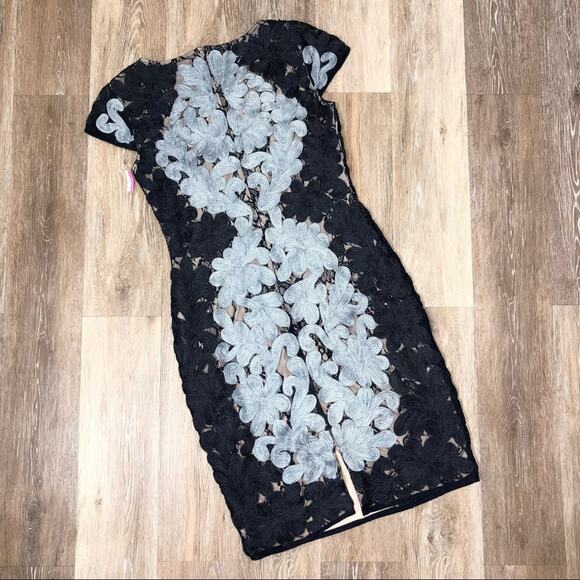 JS Collections Soutache Lace Navy Cocktail Dress 6 NWOT - Picture 4 of 11